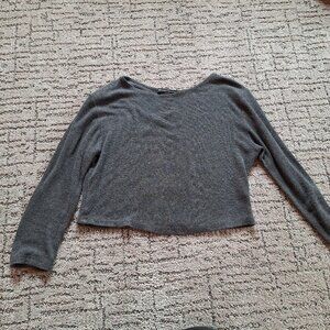 Brandy Melville Dark Gray Cropped Long Sleeve
